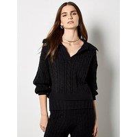 Apricot Cable Collar Jumper