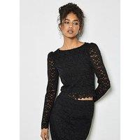 Apricot Leaf Corded Lace Long Sleeve Top