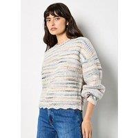 Apricot Textured Space Dye Scallop Jumper