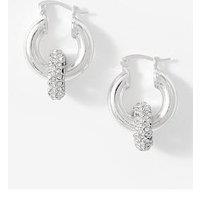 Mint Velvet Pave Hoop Earrings - Silver Tone