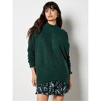 Apricot Chevron High Low Mock Neck Jumper