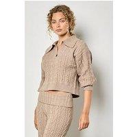 Apricot Cable Collar Jumper