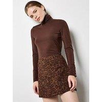 Apricot Leopard Suedette Mini Skirt