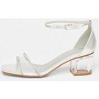 Quiz Wide Fit Silver Mesh Front Heeled Sandals