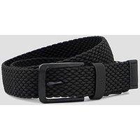 Boss Woven Belt With Leather Trims And Logo Detail - Black
