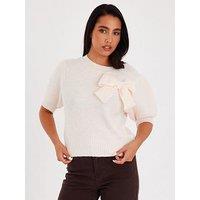Quiz Cream Puff Sleeve Knit Jumper