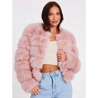 Quiz Baby Pink Faux Fur Jacket