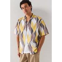 Hugo Espino Oversize Fit Printed Short Sleeve Shirt - White