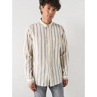 Hugo Erillo Oversize Fit Striped Long Sleeve Shirt - Light Brown