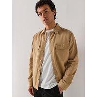 Hugo Epoldo Oversize Fit Long Sleeve Overshirt - Beige