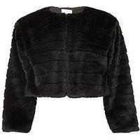 Quiz Black Faux Fur Cropped Cover Up