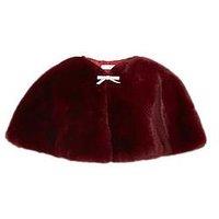 Quiz Burgundy Bow Detail Faux Fur Wrap