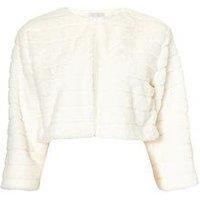 Quiz White Faux Fur Cropped Cover Up