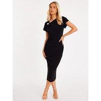 Quiz Black Cap Sleeve Midi Dress