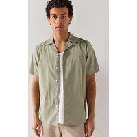 Hugo Ellino Relaxed Fit Revere Collar Short Sleeve Shirt - Light Green