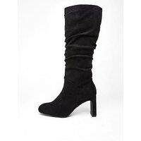 Quiz Black Faux Suede Heeled Boot