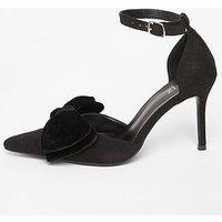 Quiz Black Velvet Bow Court Heels