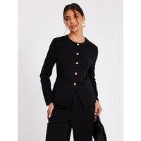 Quiz Black Button Front Jacket