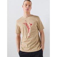 Hugo Duhorse Bird Print Regular Fit T-Shirt - Beige