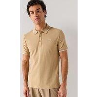 Hugo Dinoso222 Slim Fit Left Chest Logo Tipping Polo Shirt - Beige