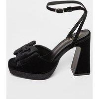 Quiz Wide Fit Black Bow Platform Heels