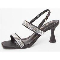 Quiz Wide Fit Black Diamante Heels