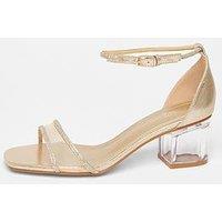 Quiz Wide Fit Gold Mesh Front Heeled Sandals