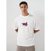 Hugo Domans Rose Print Oversize Fit T-Shirt - Natural