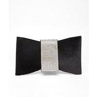 Quiz Black Diamante Bow Clutch Bag