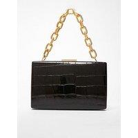 Quiz Black Patent Croc Box Bag