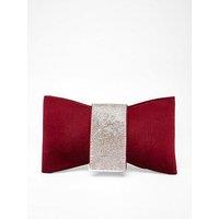 Quiz Burgundy Diamante Bow Clutch Bag
