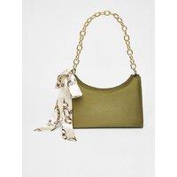 Quiz Green Satin Chain Shoulder Bag