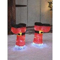 Lights4Fun Set Of 2 Santa Boot Acrylic Stake Lights