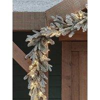 Lights4Fun 2.5M Pre Lit Outdoor Snowy Christmas Garland