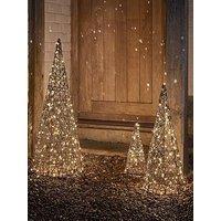 Lights4Fun Studley Rattan Cone Outdoor Christmas Decoration Trio