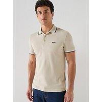 Boss Paddy Regular Fit Tipping Polo Shirt - Light Beige