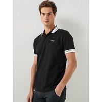 Boss Jersey Tipped Polo Shirt - Black