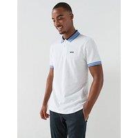 Boss Relaxed Fit Jersey Tipped Polo Shirt - White