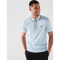 Boss Philix 1/4 Zip Polo Shirt - Light Blue