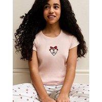 New Look 915 Girls Embroidered Heart T-Shirt And Printed Bottoms Pyjama Set - Light Pink