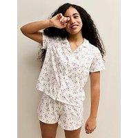 New Look 915 Girls Teddy Bear Print Shirt And Shorts Pyjama Set - Cream