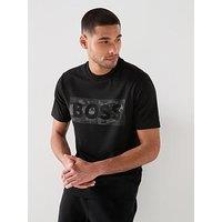 Boss Ts_Globe Logo Pattern Relaxed Fit T-Shirt - Black