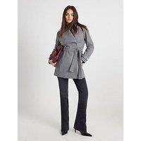 River Island Short Wide Collar Wrap Coat - Grey