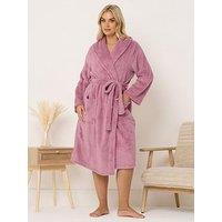 Yours Curve Fluffy Shawl Collar Robe - Pink