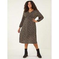 Roman Curve Spot Twist Stretch Dress