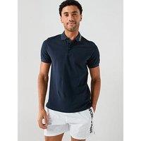 Emporio Armani Bodywear Embroidered Logo Polo Shirt - Dark Blue