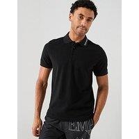 Emporio Armani Bodywear Embroidered Logo Polo Shirt - Black