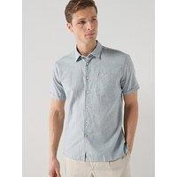 Barbour Barbour Nelson Linen Blend Regular Fit Short Sleeve Shirt - Dark Grey