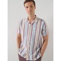 Barbour Barbour Waterbay Striped Relaxed Fit Short Sleeve Shirt - White