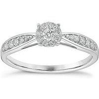 Ernest Jones Engagement Ring 9Ct Gold Halo Cluster 025Ct Diamond Ring - White